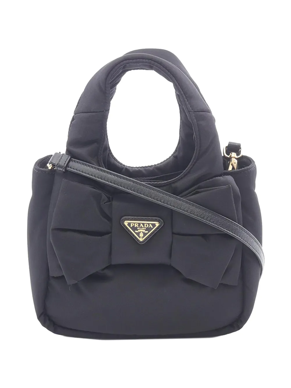 Prada Pre-Owned 2013-2026 Padded Re-Nylon Bow satchel - Nero
