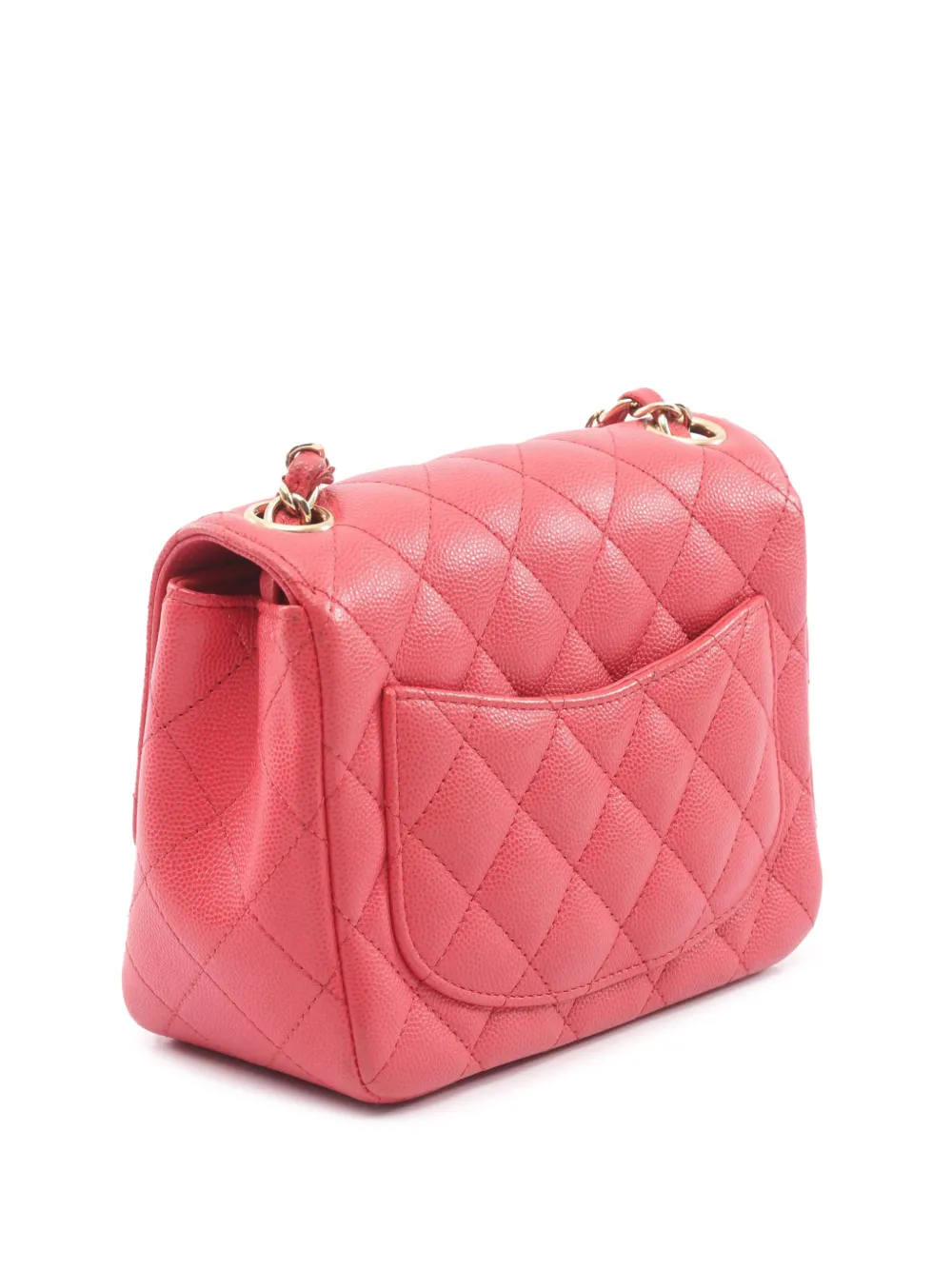  Chanel Pre-owned Mini Sac à Bandoulière Square Classic Single Flap En Cuir Caviar (2016-2017) - Rose 
