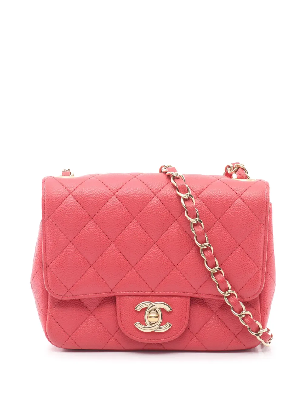 CHANEL Pre-Owned 2016-2017 Mini Square Classic Caviar Single Flap crossbody bag - Rosa