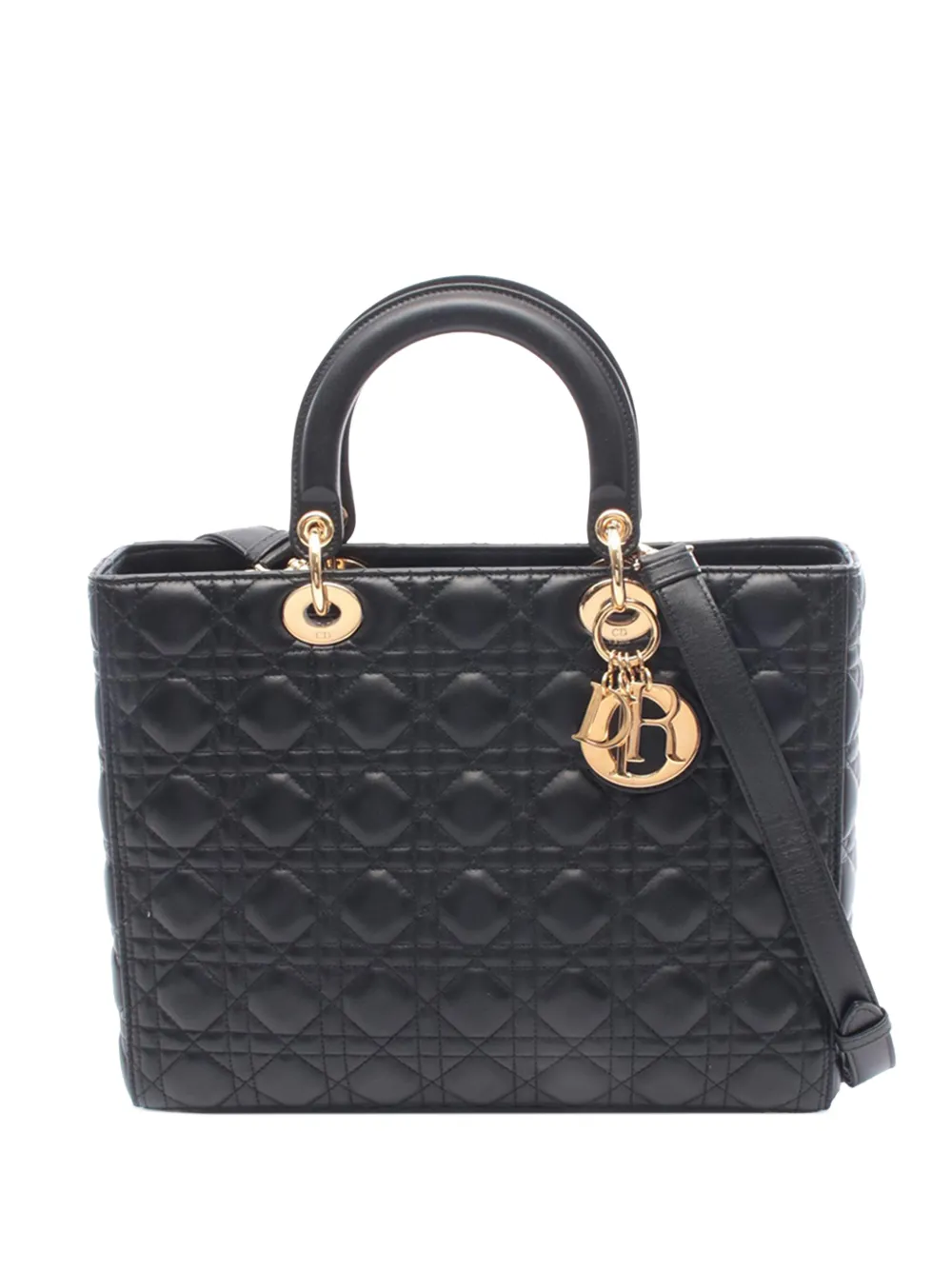 Christian Dior Pre-Owned 2010-2026 Large Lambskin Cannage Lady Dior satchel - Black