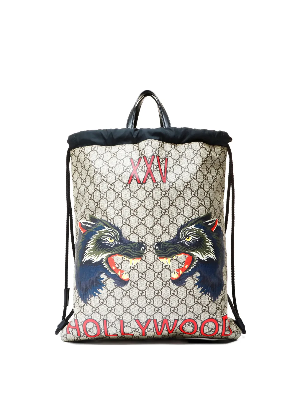 Gucci Pre-Owned 2010s GG supreme monogram wolf xxv drawstring backpack - Marrone