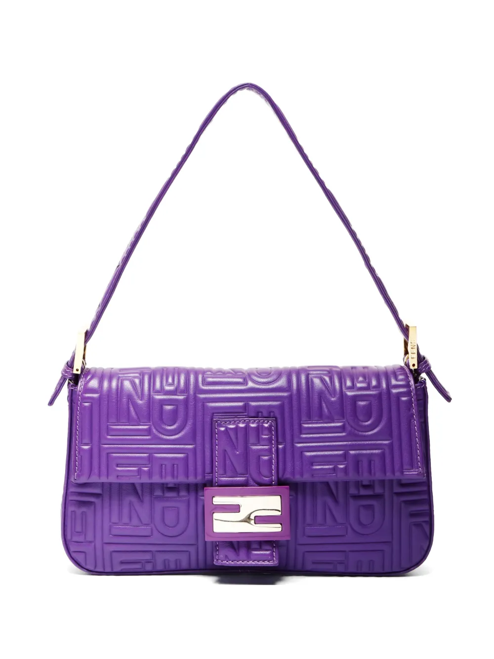Fendi Pre-Owned 2019 Mamma Baguette embossed-logo shoulder bag - Viola
