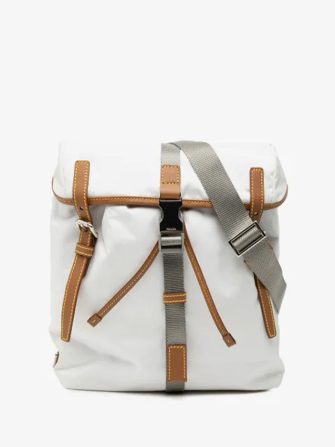 Prada Pre-Owned 2013-2025 Saffiano Trimmed Tessuto Triple Buckle Messenger Bag crossbody bag