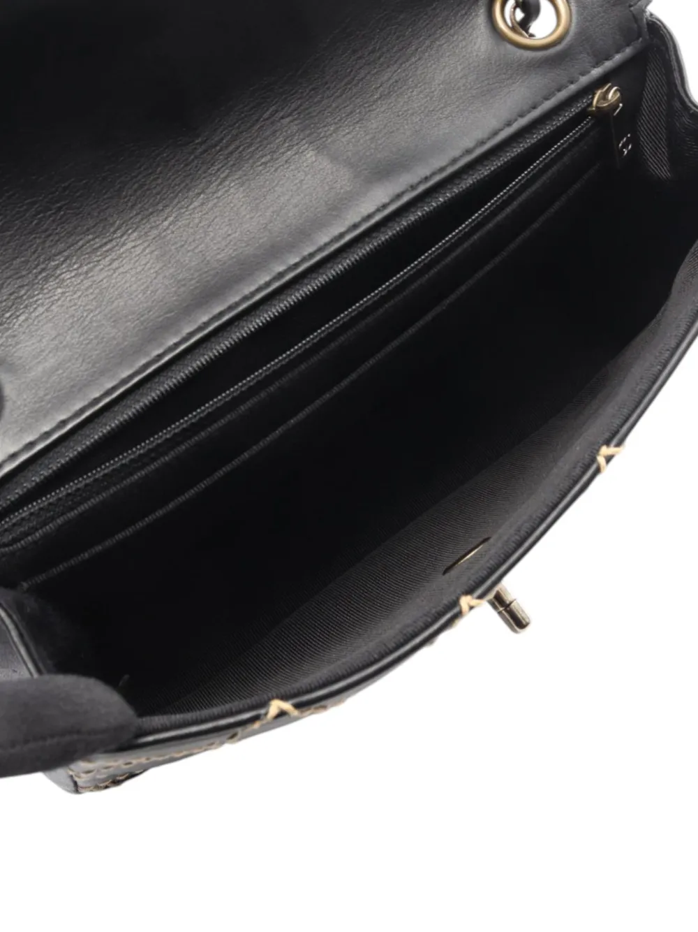 Chanel Pre-owned 2000-2002 CC Wild Stitch Lambskin Flap Shoulder Bag in Black, view 4