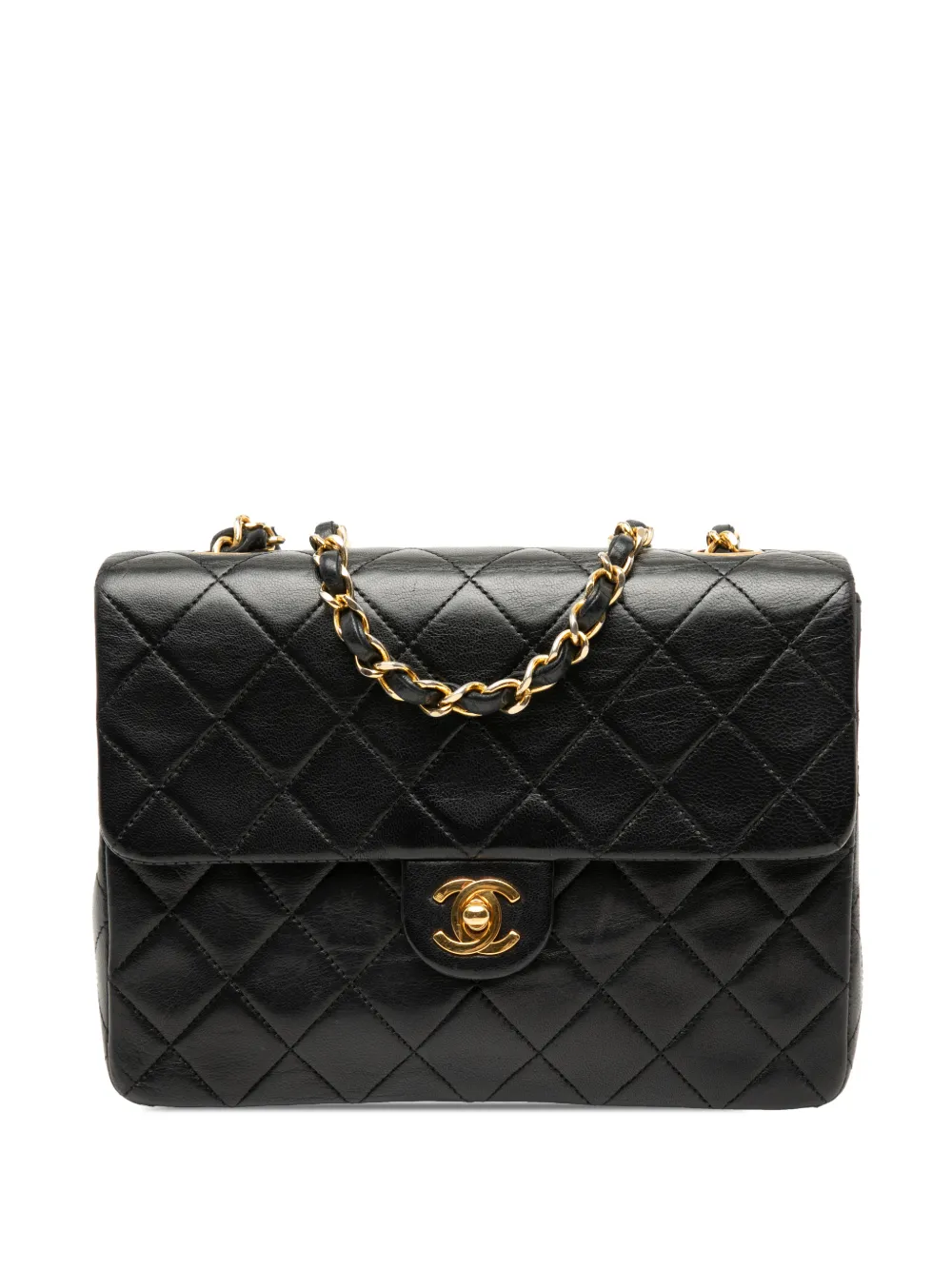 CHANEL Pre-Owned 1989-1991 Small Square Quilted Lambskin Flap crossbody bag - Nero