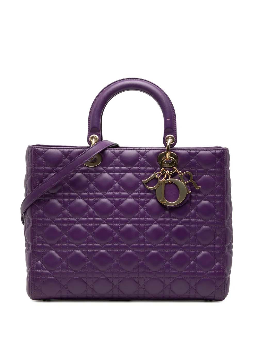 Christian Dior Pre-Owned 2012 Large Lambskin Cannage Lady Dior satchel - Viola