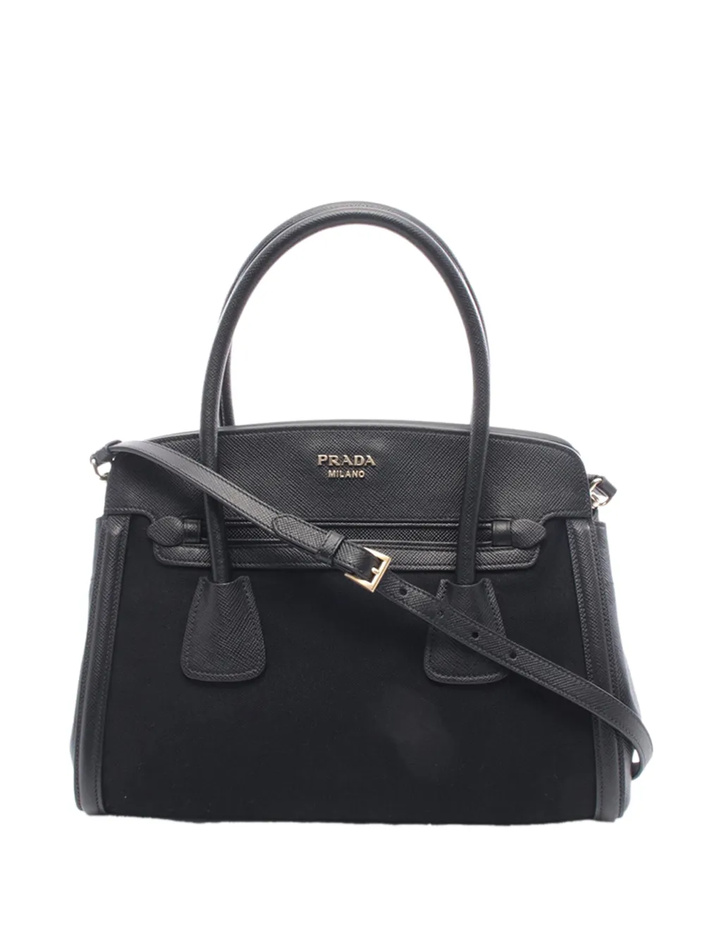 Prada Pre-Owned 2010-2026 Saffiano and Canvas Esplanade satchel - Nero