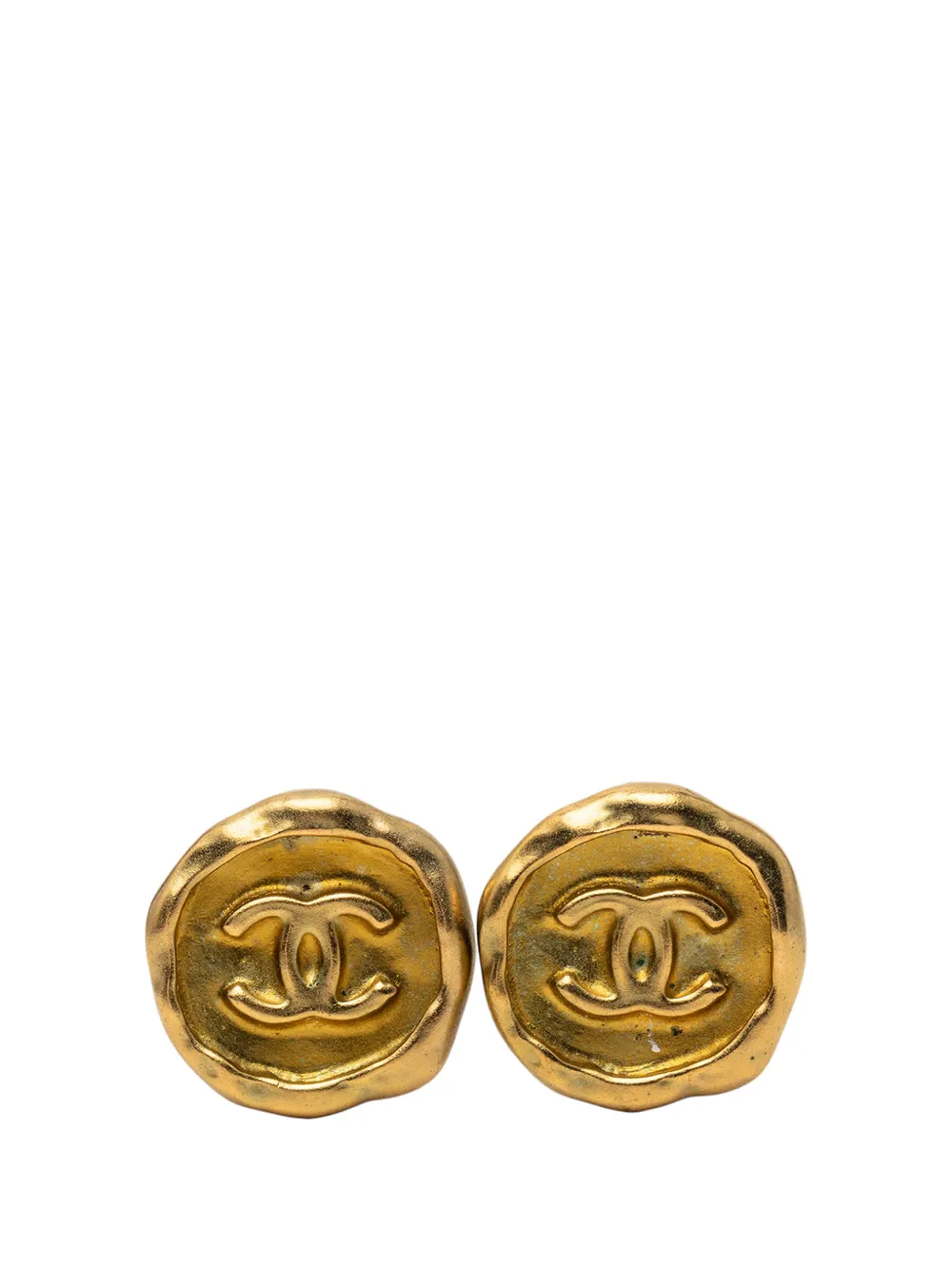 CHANEL Pre-Owned 1995 CC Gold Plated Round Button Clip On Earrings costume earrings - Oro