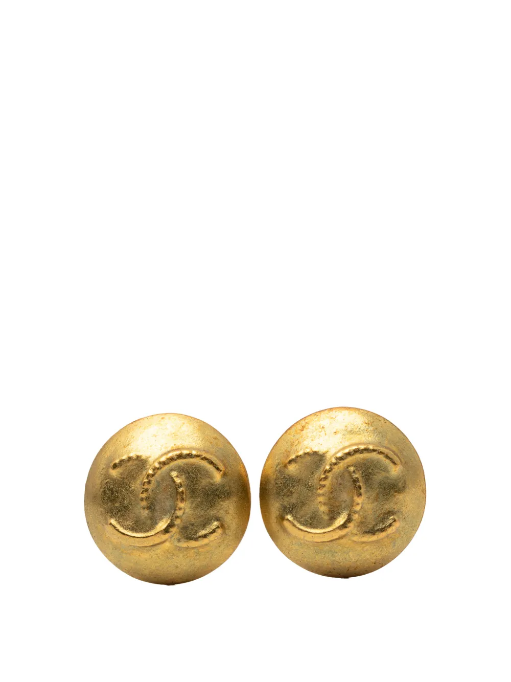 CHANEL Pre-Owned 1995 CC Gold Plated Button Clip On Earrings costume earrings - Oro