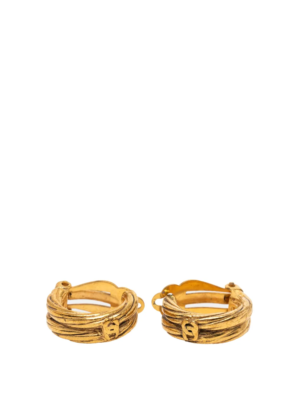 CHANEL Pre-Owned 1990-2025 Gold Plated CC Hoop Clip On Earrings costume earrings - Oro