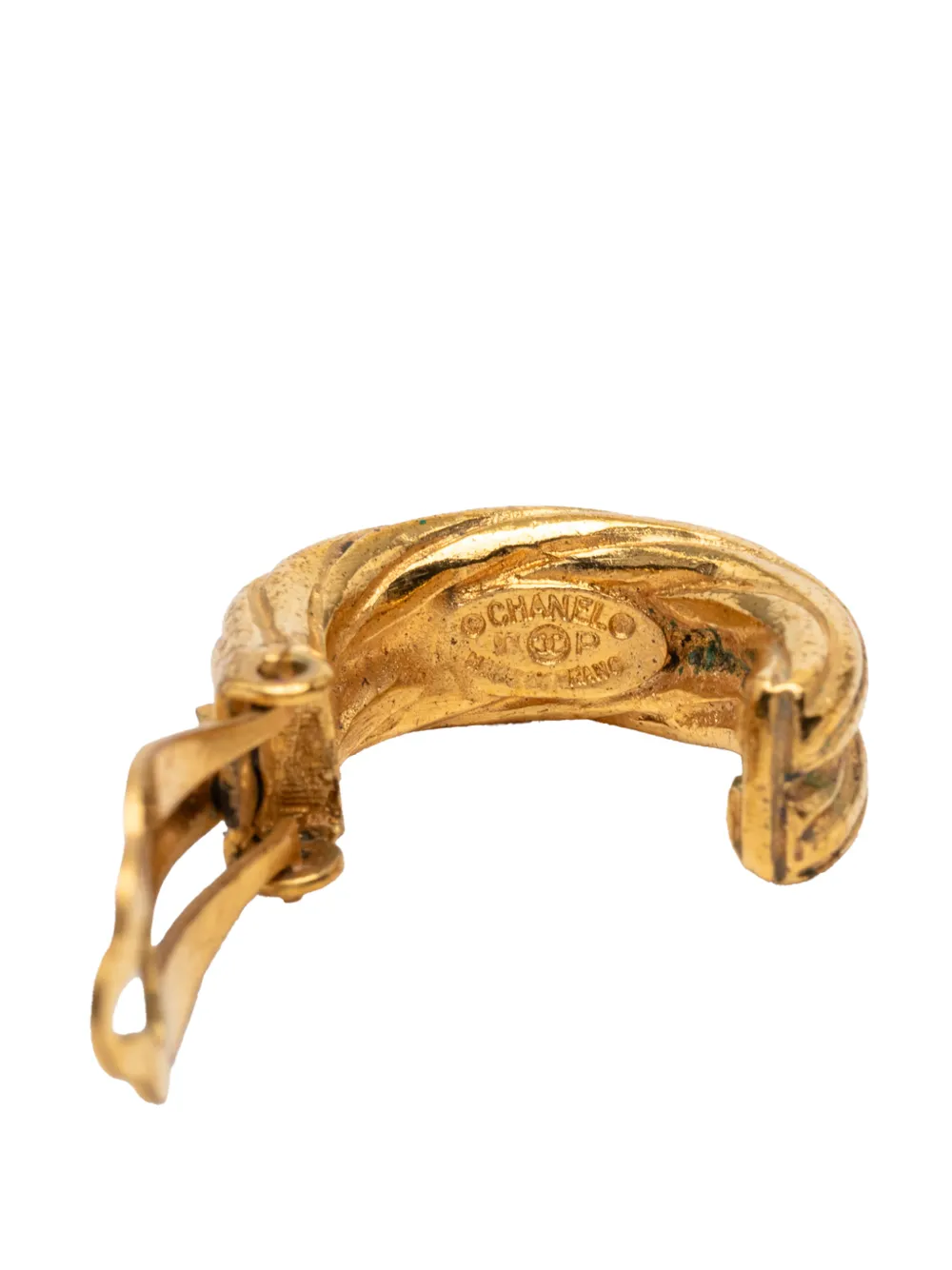  Chanel Pre-owned 1990-2025 Gold Plated Cc Hoop Clip On Earrings Costume Earrings 