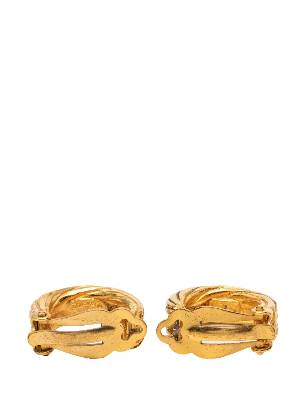  Chanel Pre-owned 1990-2025 Gold Plated Cc Hoop Clip On Earrings Costume Earrings 