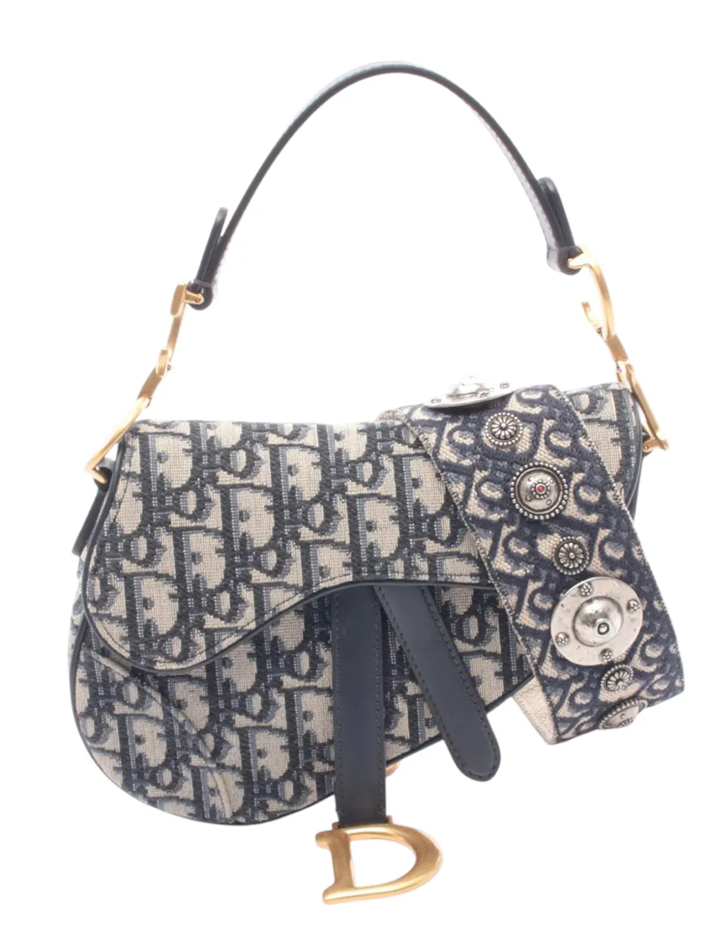 Christian Dior Pre-Owned 2021-2026 Mini Oblique Canvas Saddle Bag satchel - Marrone