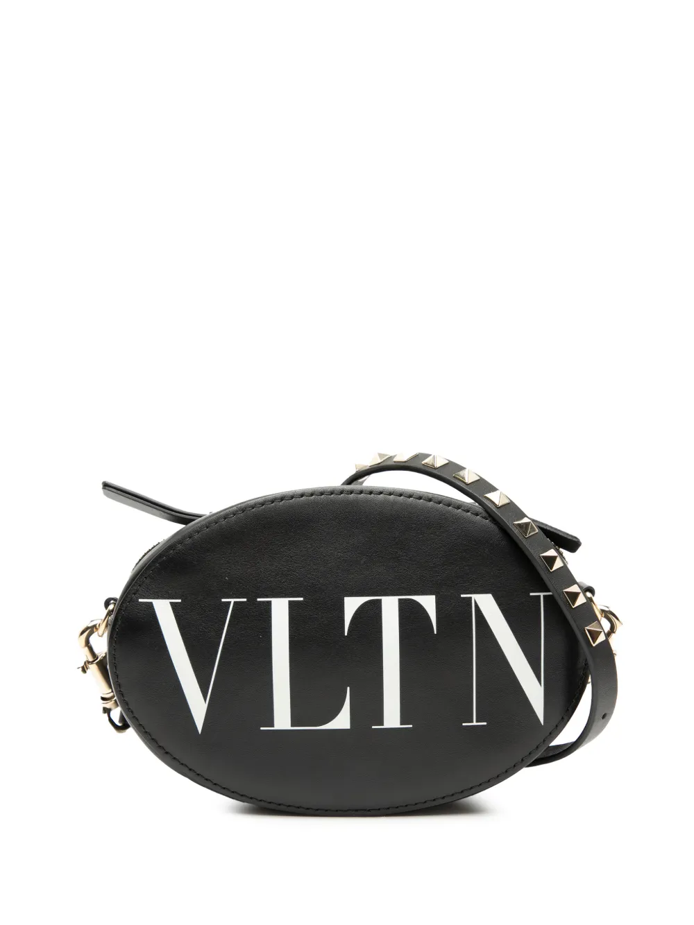 Valentino Garavani Pre-Owned 2018-2025 Calfskin Rockstud VLTN Oval crossbody bag - Nero