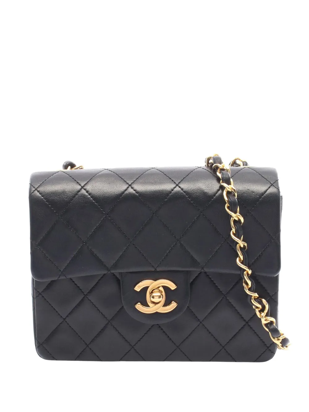 CHANEL Pre-Owned 1989-1991 Mini Square Classic Lambskin Single Flap crossbody bag - Nero