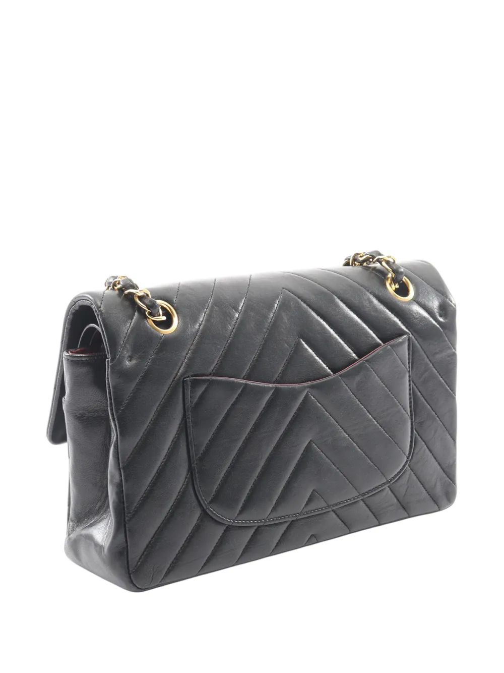 1989-1991 Medium Classic Chevron Lambskin Double Flap Shoulder Bag