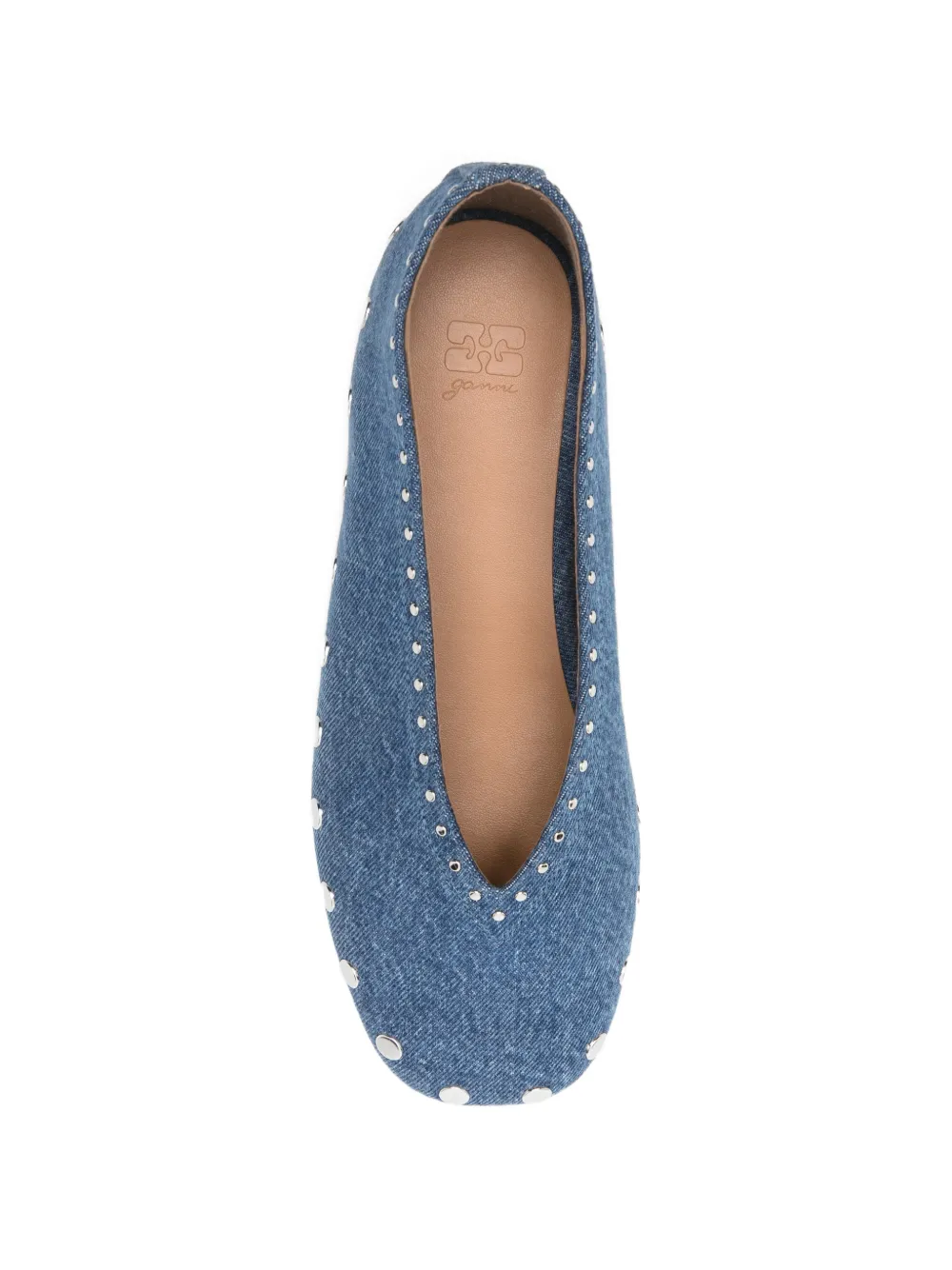 GANNI stud-embellished ballet flats Blauw