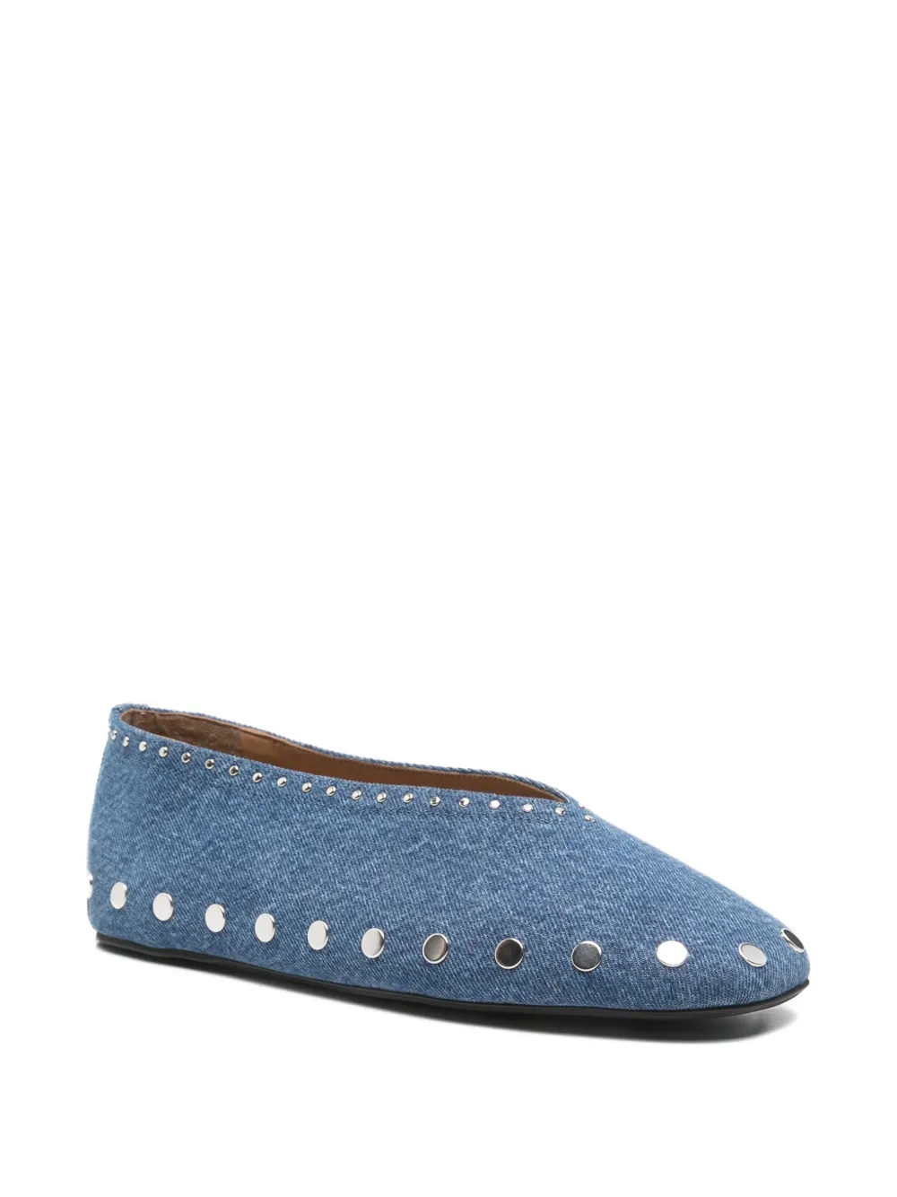 GANNI stud-embellished ballet flats Blauw
