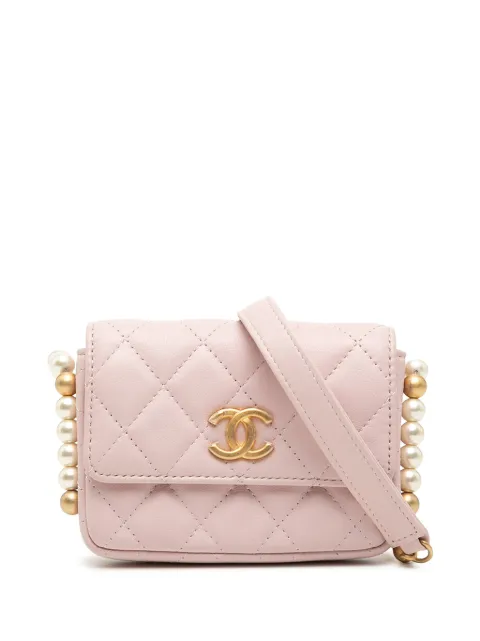 CHANEL Pre-Owned 2021 Quilted Lambskin About Pearls Card Holder On Chain crossbody bag