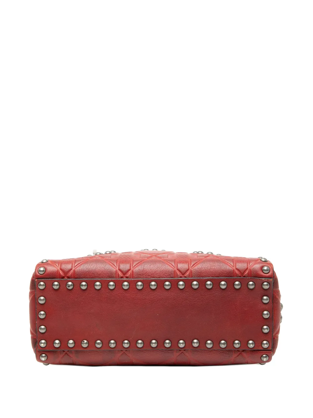2017 Mini Embossed Calfskin Cannage Studded Flower Lady Dior Satchel