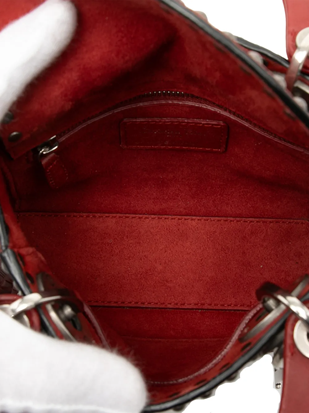 2017 Mini Embossed Calfskin Cannage Studded Flower Lady Dior Satchel