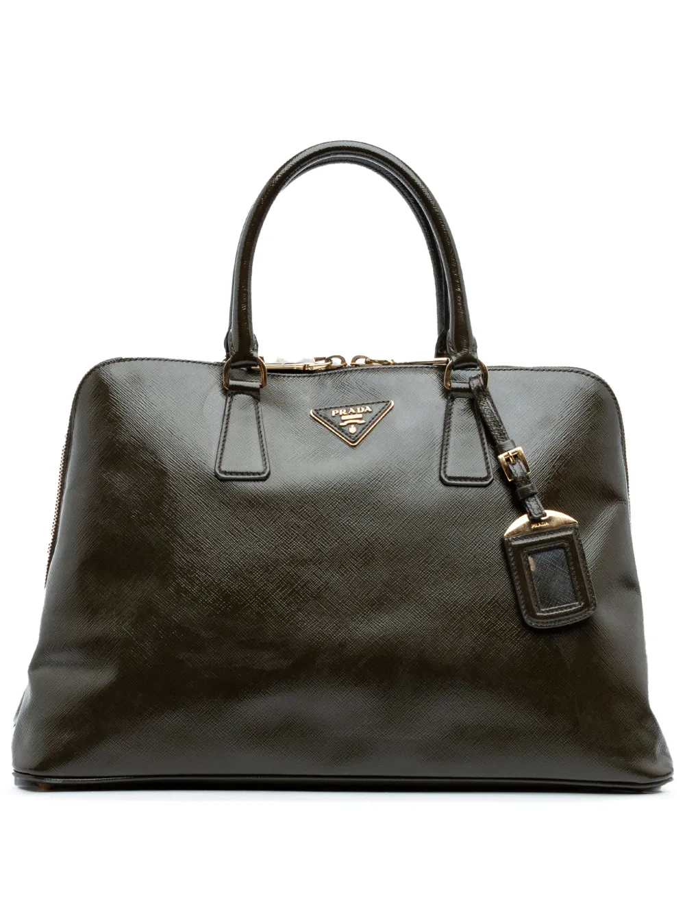 Prada Pre-Owned 2000-2025 Large Saffiano Vernice Promenade satchel - Green