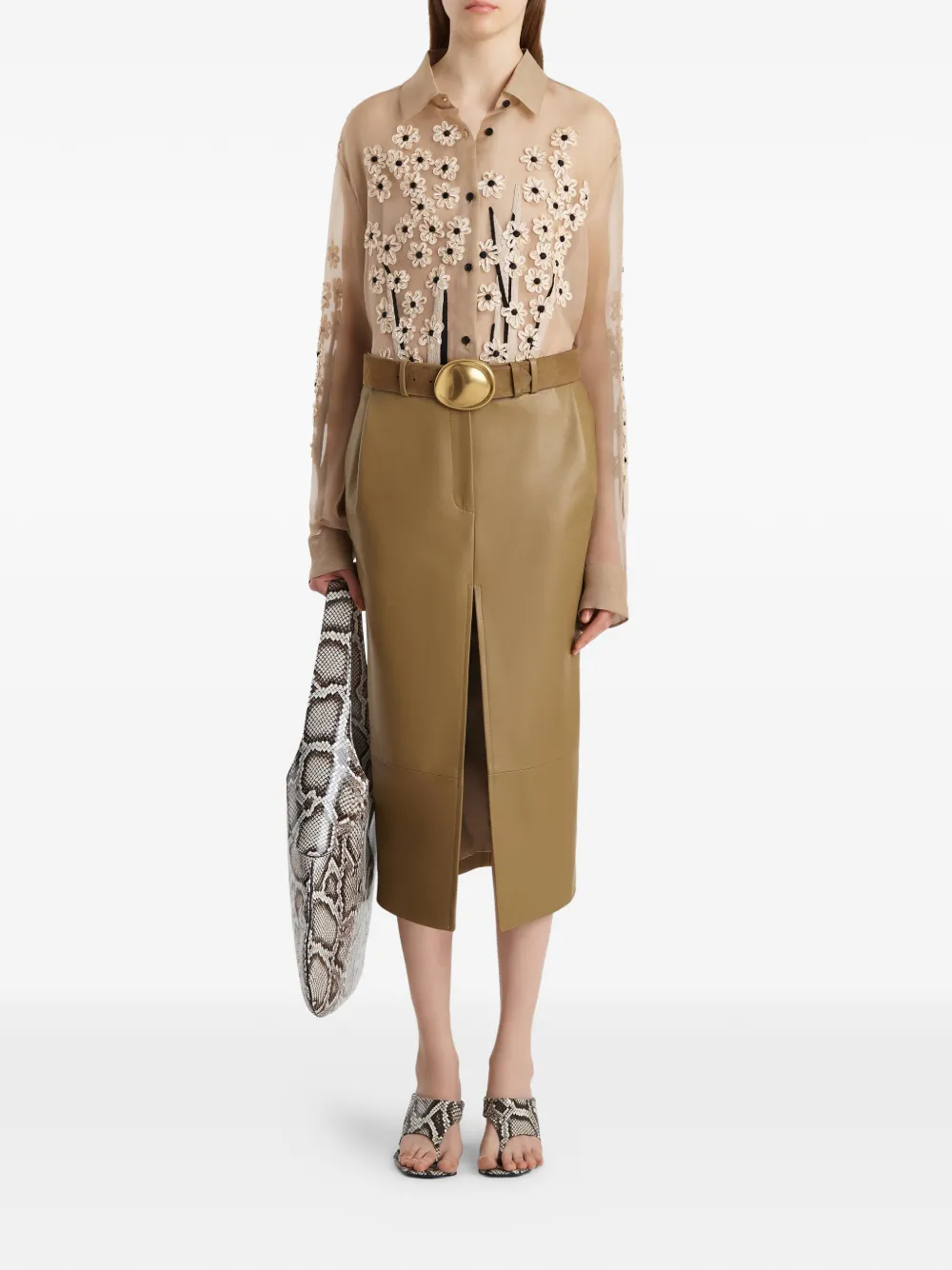 KHAITE Cargo blouse met bloemenprint Beige