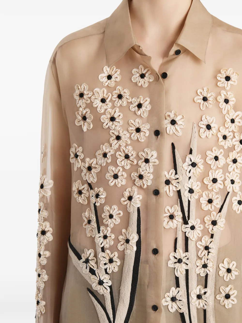 KHAITE Cargo blouse met bloemenprint Beige