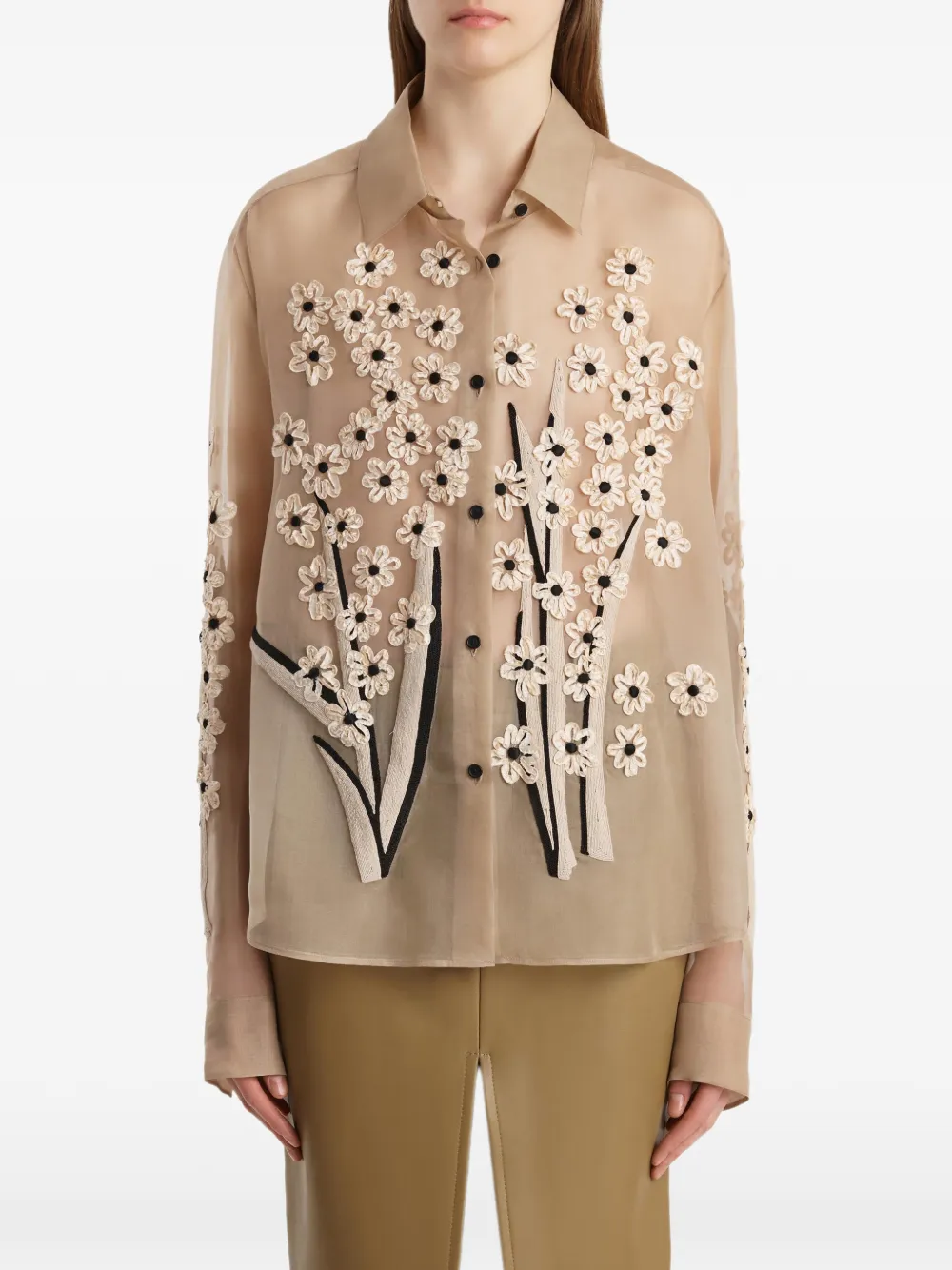 KHAITE Cargo blouse met bloemenprint Beige
