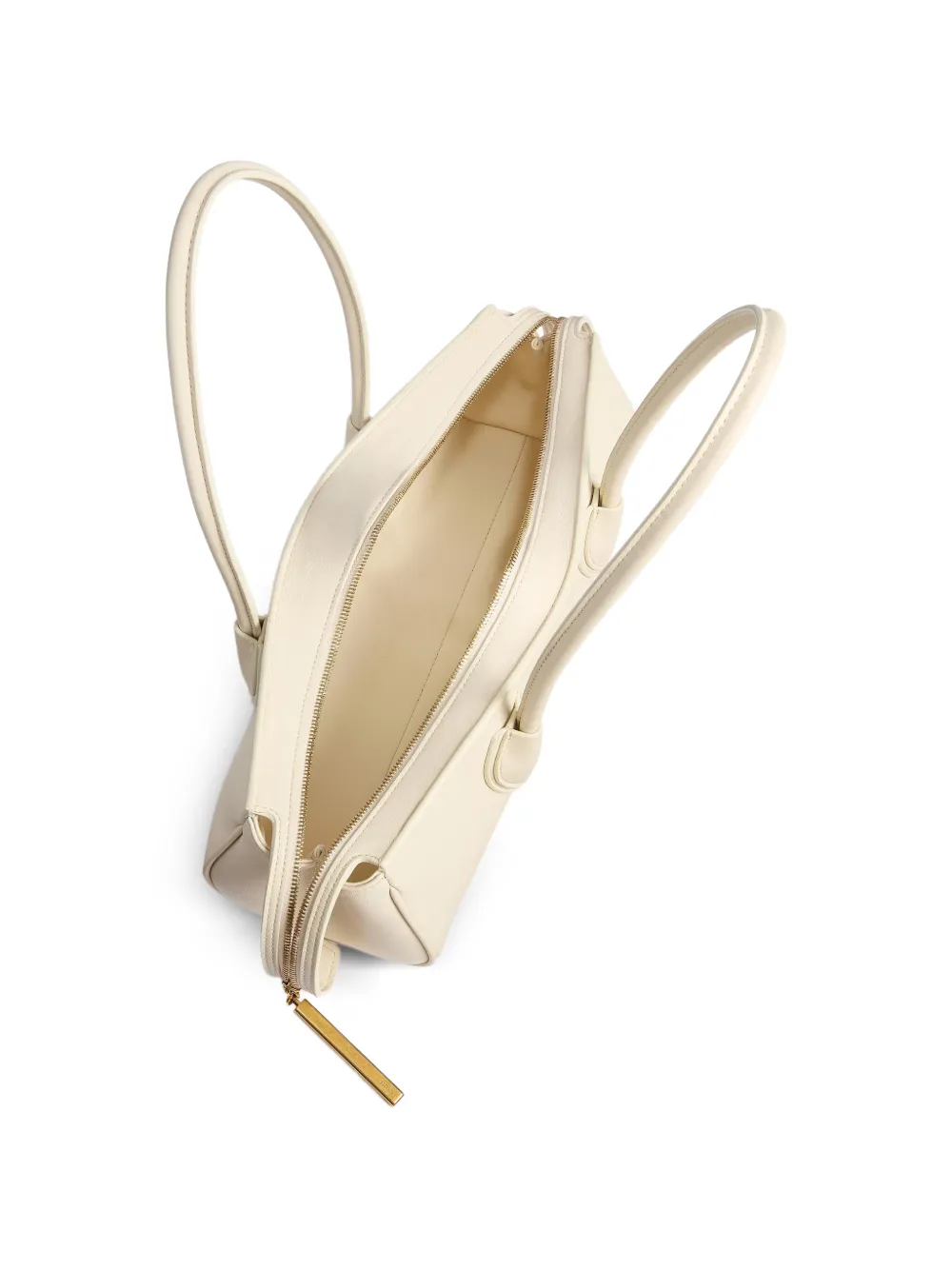 KHAITE Leren schoudertas met rits Beige