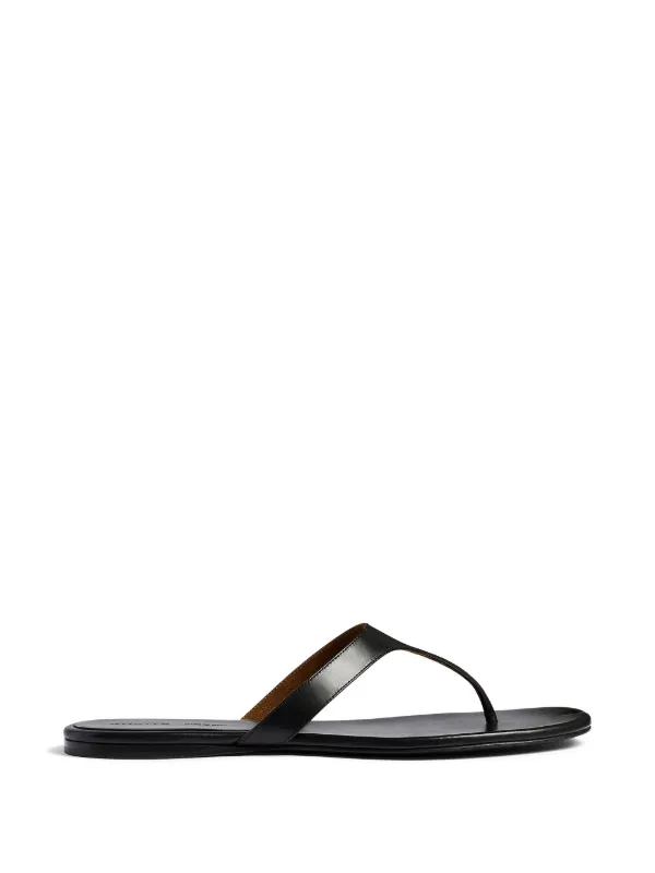Khaite Round Toe Flat Sandals in Black