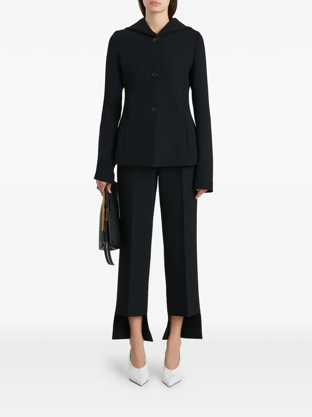  Khaite Hooded Button Jacket - Black 