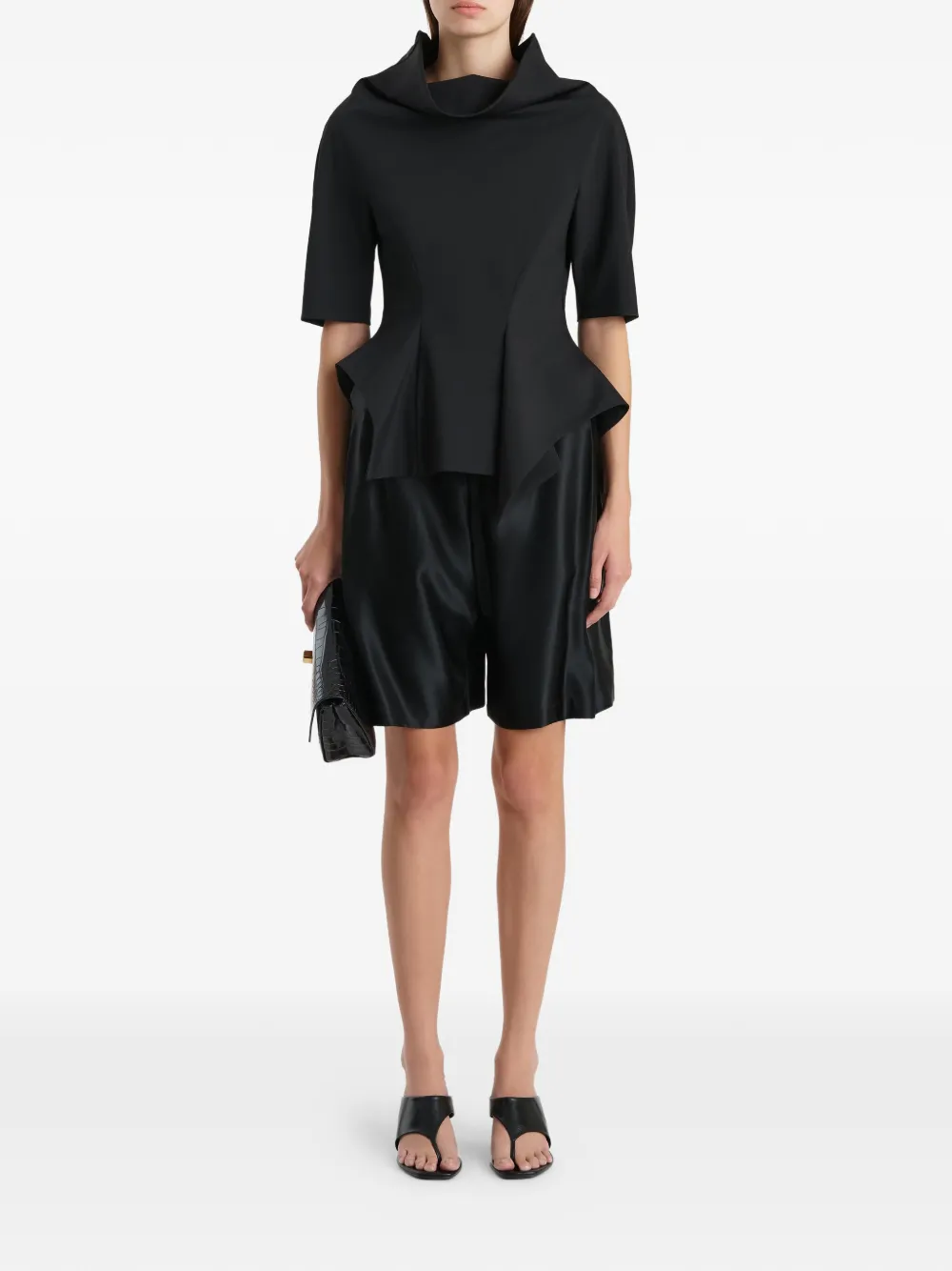 KHAITE Shorts van scheerwol Zwart