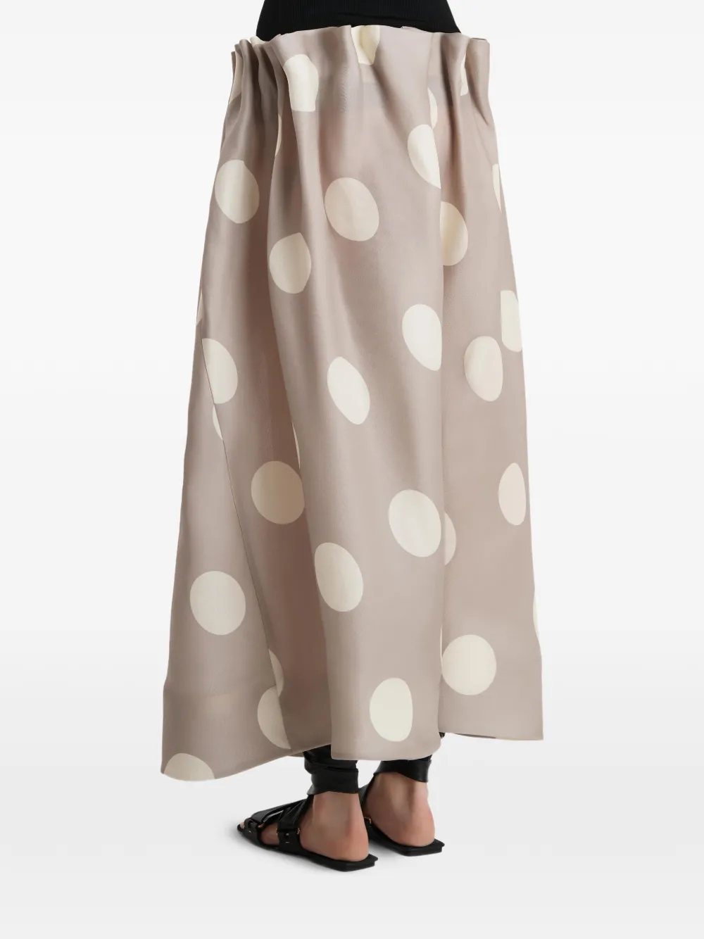 KHAITE Gesmockte midi-rok met stippen Beige