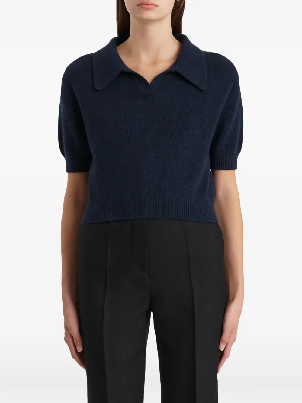 KHAITE Leni top met korte mouwen Blauw
