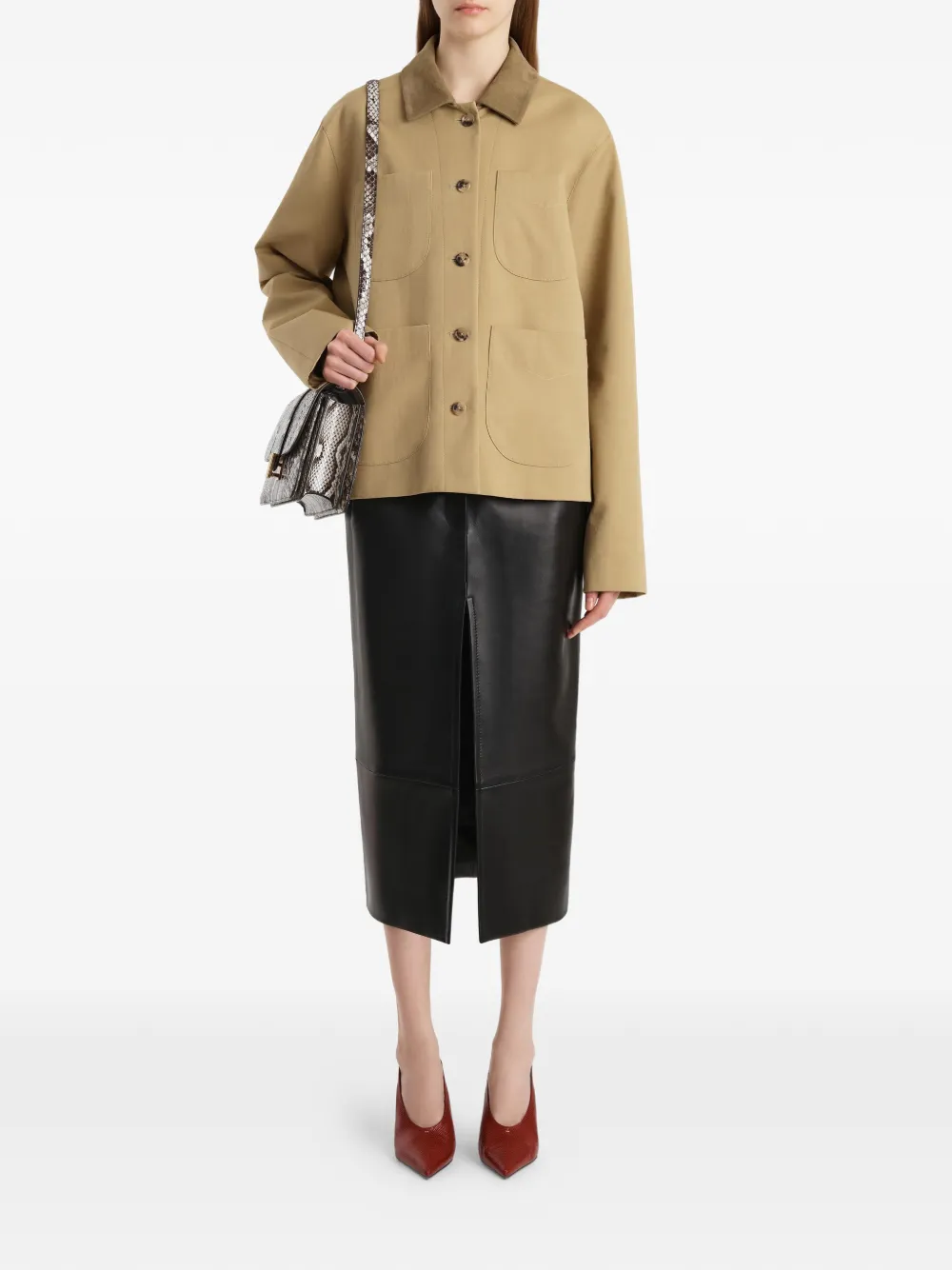 KHAITE Wyatt jack met zakken Beige