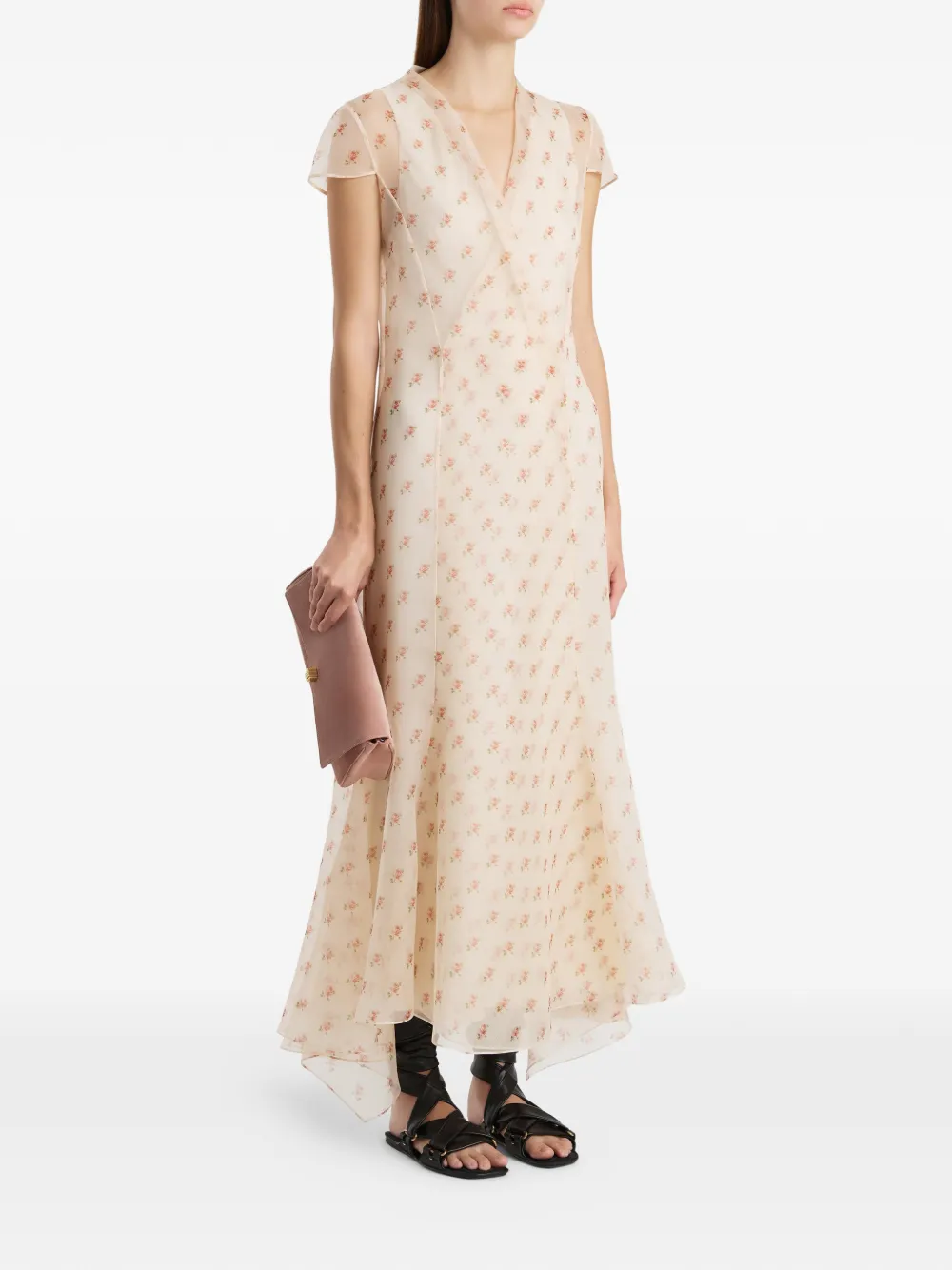 KHAITE Jurk met V-hals Beige