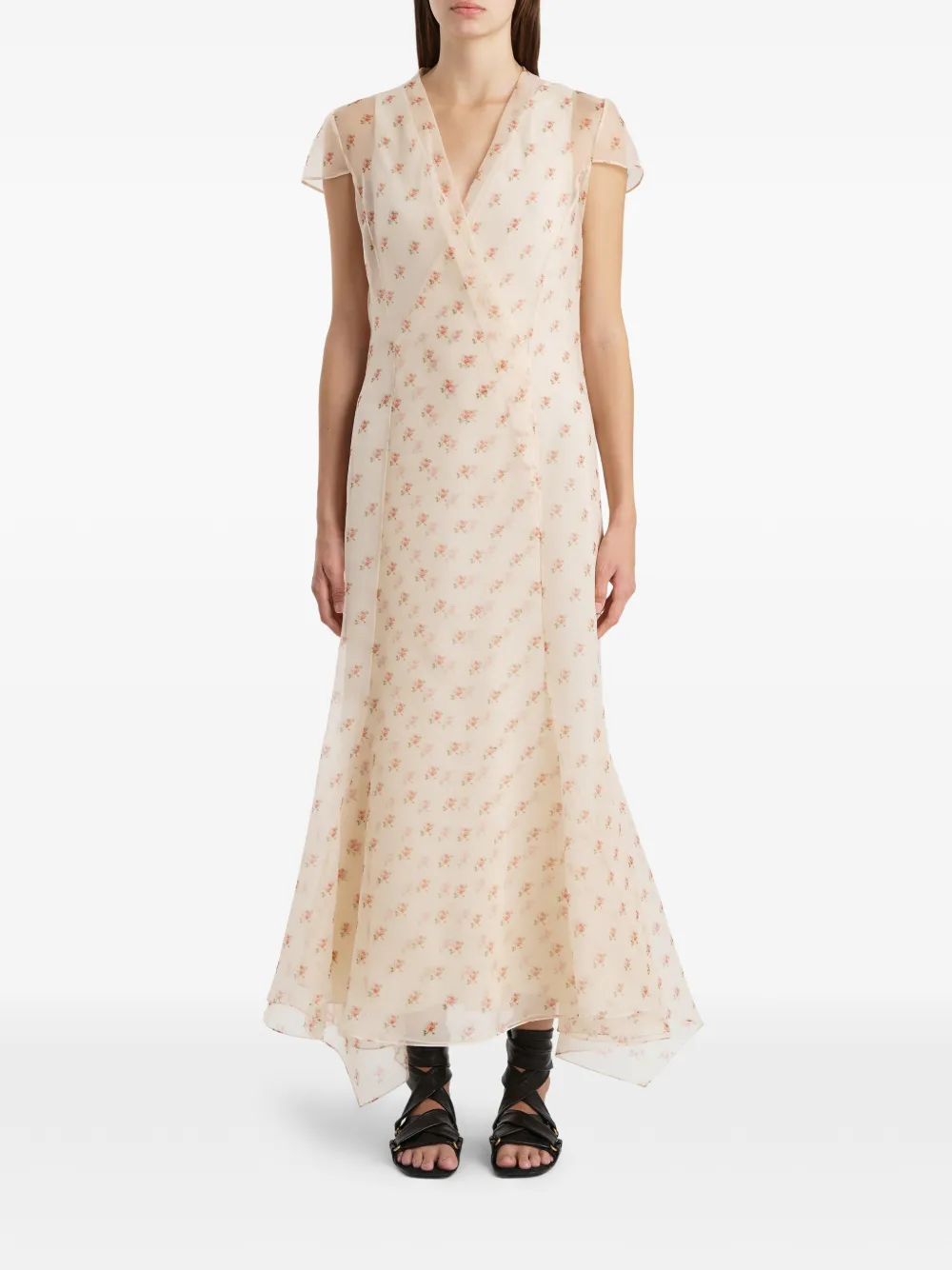 KHAITE Jurk met V-hals Beige