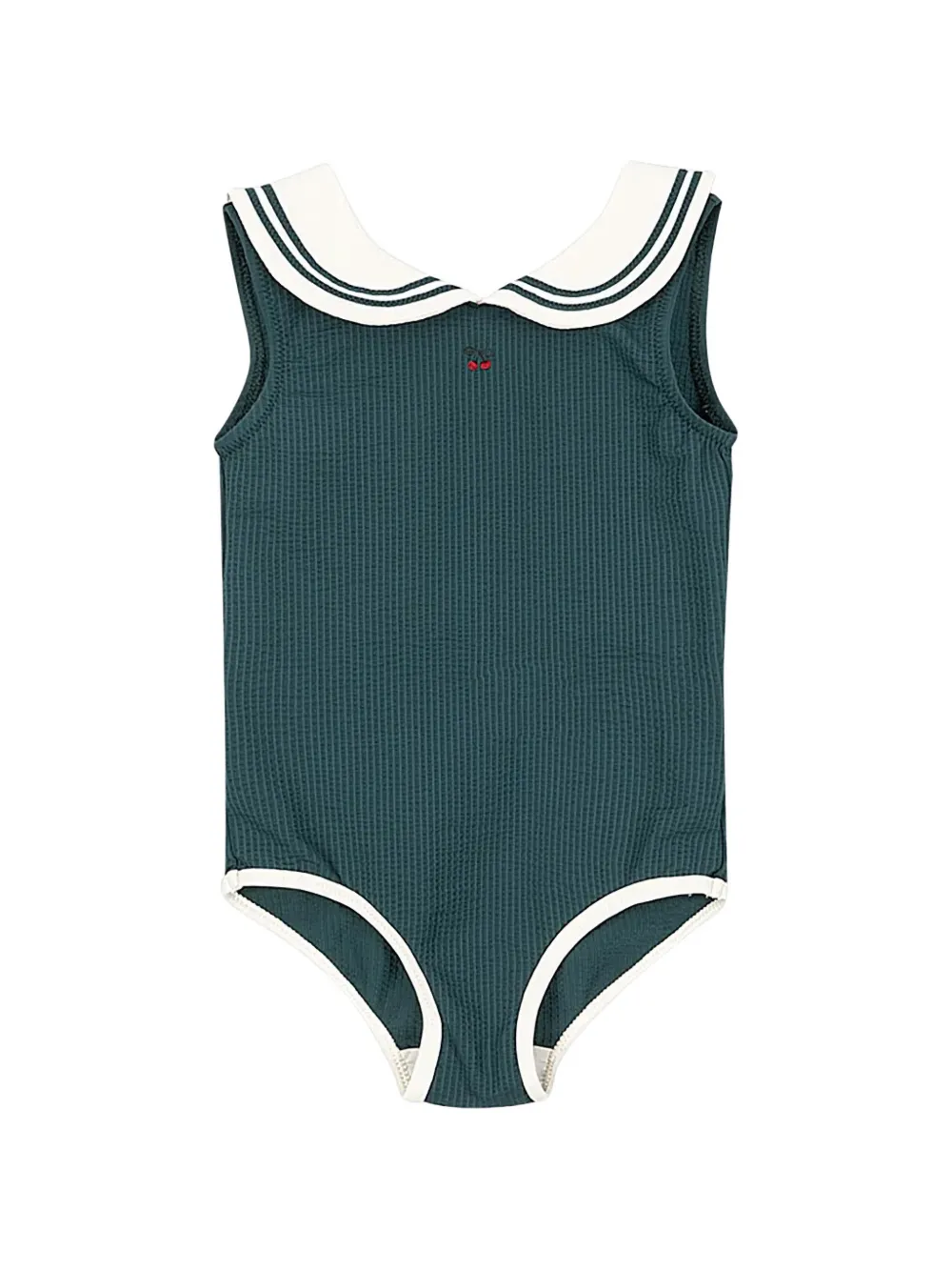 Konges Sløjd cherry-embroidered sailor-collar swimsuit - Verde