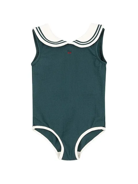 Konges Sløjd cherry-embroidered sailor-collar swimsuit