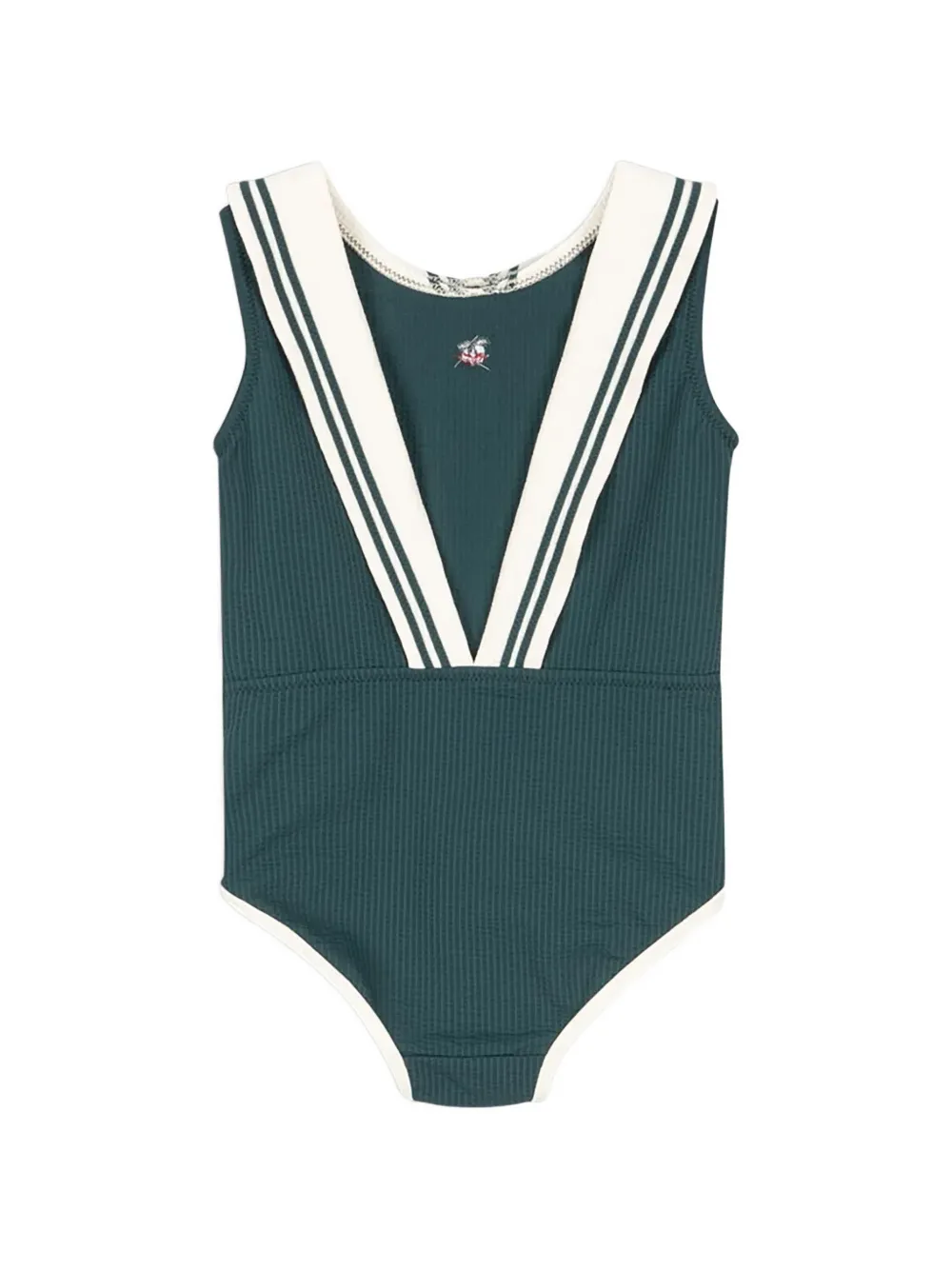 Konges Sløjd cherry-embroidered sailor-collar swimsuit Groen