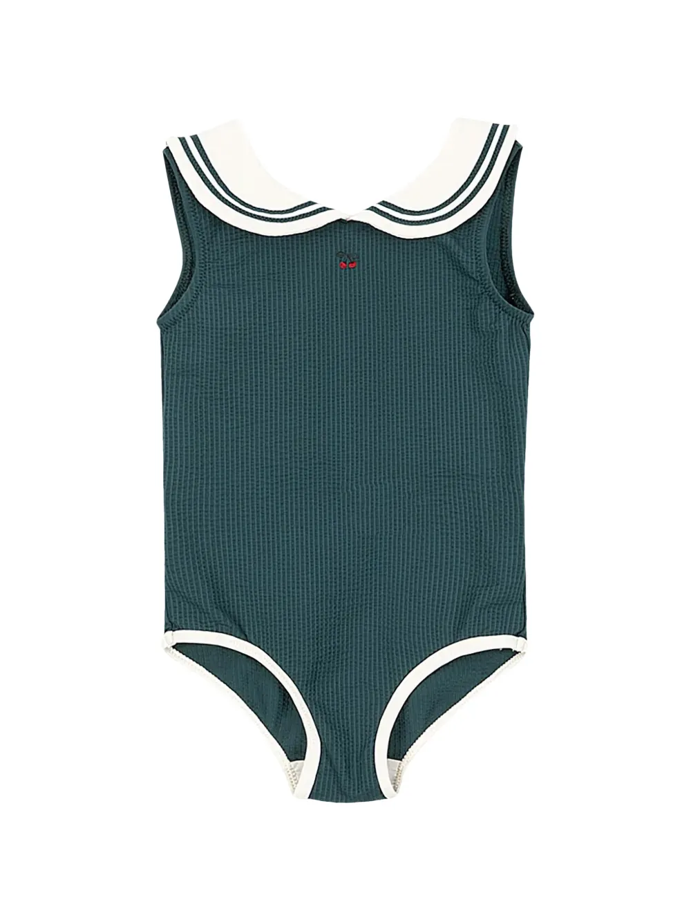Konges Sløjd cherry-embroidered sailor-collar swimsuit - Verde