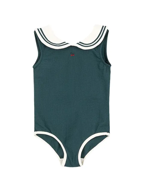 Konges Sløjd cherry-embroidered sailor-collar swimsuit