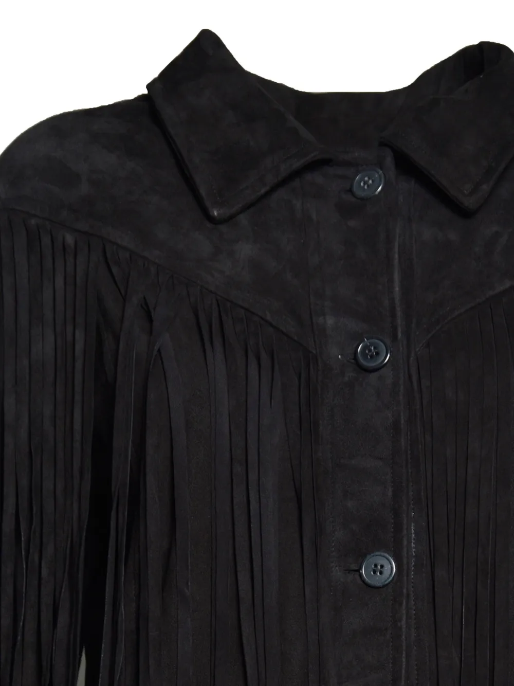  Blusotto Fringed Letaher Jacket - Black 