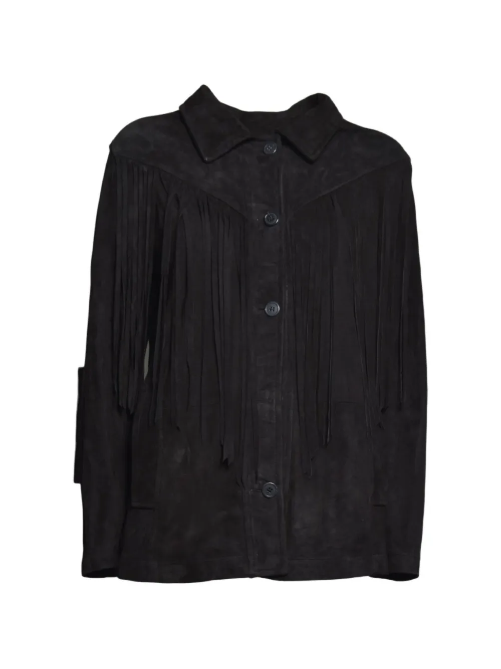 blusotto fringed letaher jacket - Nero