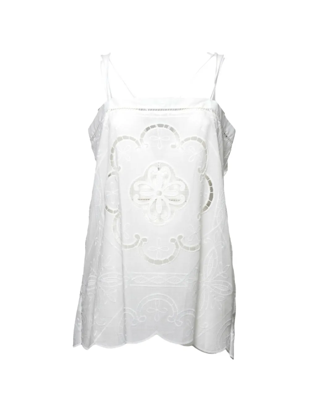 FRONT STREET 8 floral-embroidered sleeveless top - Bianco