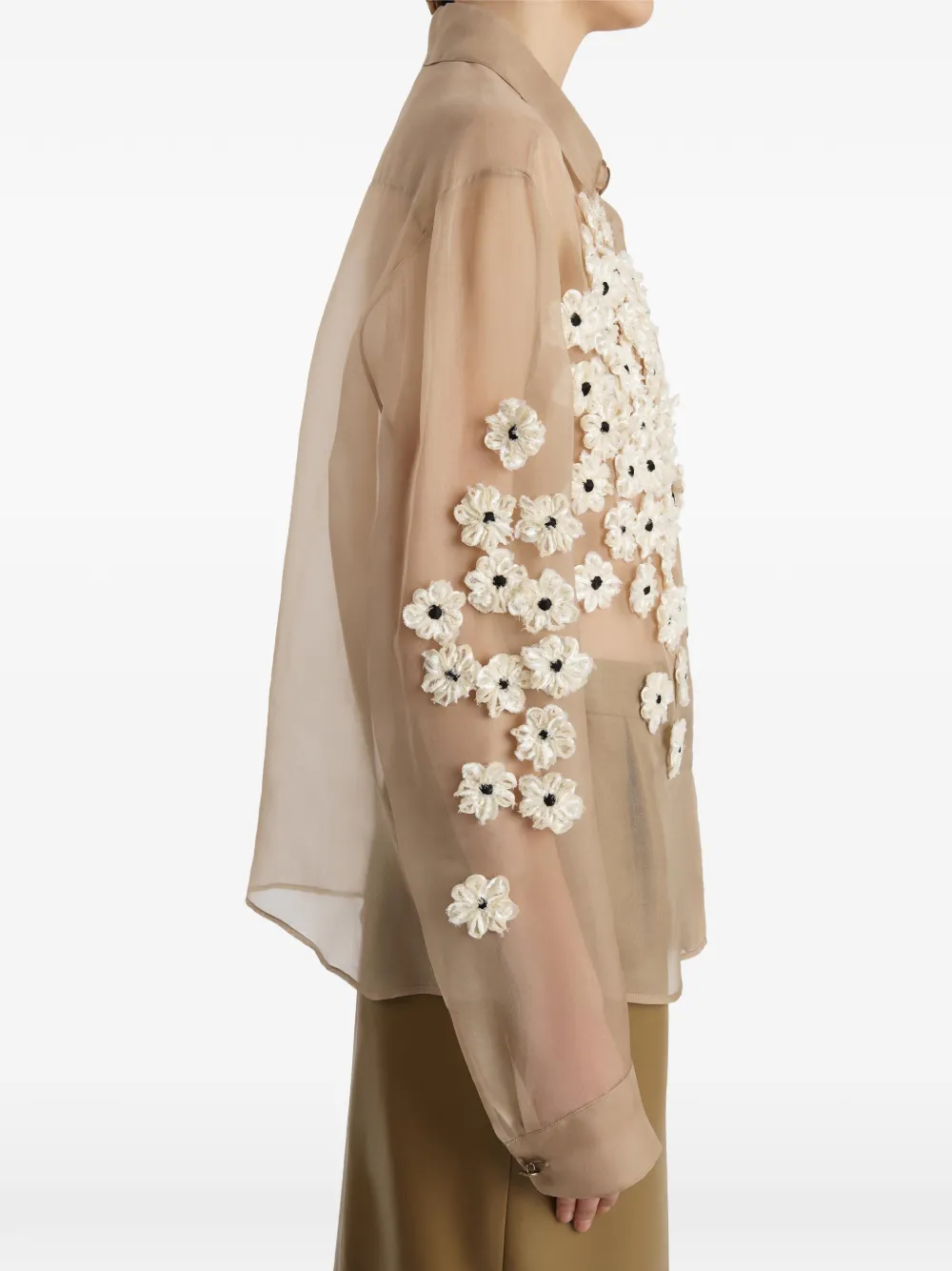 KHAITE Argo blouse verfraaid met bloemen Beige