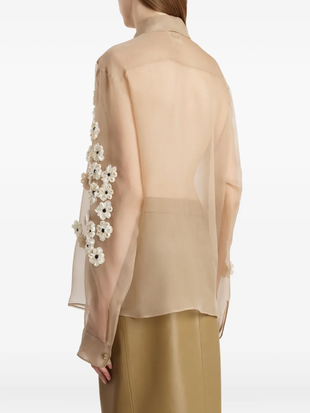 KHAITE Argo blouse verfraaid met bloemen Beige