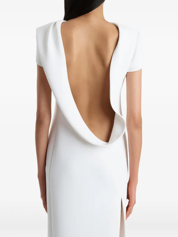 khaite backless dress Iryl in Chalk - Ivory Designer Dress Color:Light Champagne 1382 Balenciaga Silk Balloon Ruffle Made from 100% silk