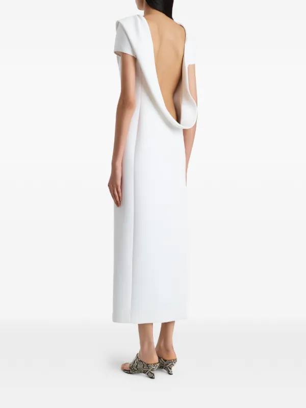 khaite white sequin dress $3200 Khaite Women's White Leibel Sequin Midi Mesh Panel Dress Size 6